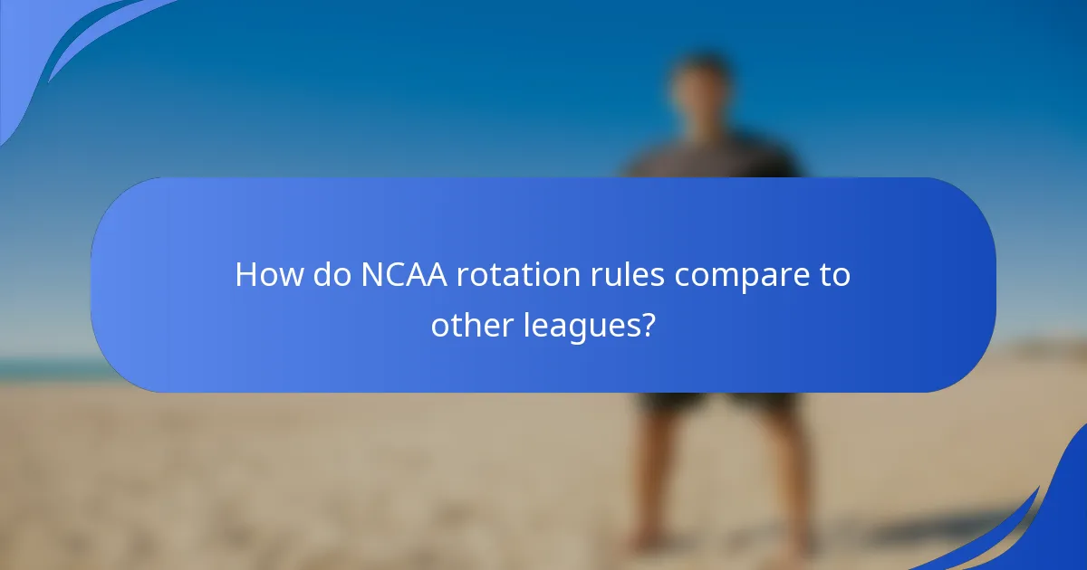 How do NCAA rotation rules compare to other leagues?