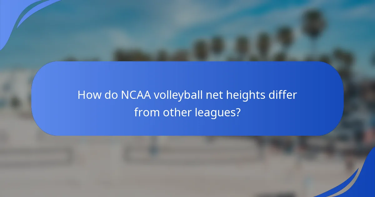 How do NCAA volleyball net heights differ from other leagues?