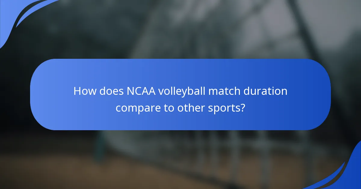 How does NCAA volleyball match duration compare to other sports?