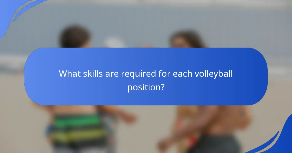 What skills are required for each volleyball position?
